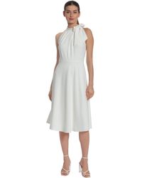 Maggy London - A-line Dress With Pleat Tuck And Bow Details At Halter Neck - Lyst