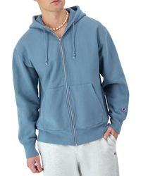 Champion - , Reverse Weave, Sweatshirt, Fleece Zip-up Hoodie For , Washed Antique Blue - Lyst
