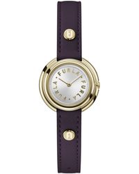 Furla - Icon Shape Purple Genuine Leather Strap Watch - Lyst