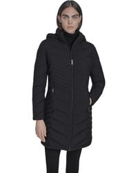 Calvin Klein - Hooded Chevron Quilt Puffer Coat – Slimming Longline Winter - Lyst