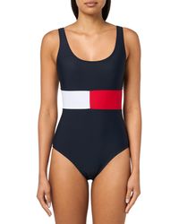 Tommy Hilfiger - Over The Shoulder Colorblock One Piece Swimsuit - Lyst