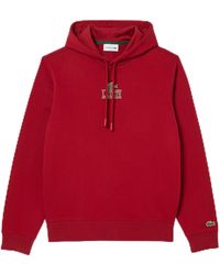 Lacoste - Classic Fit Long Sleeve Hooded Sweatshirt W/small Croc Graphic On The Chest & Adjustable Neck - Lyst