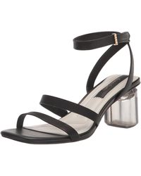 Franco Sarto - S Lisa Strappy Sandal Lucite Heel Black Leather 9.5 M - Lyst