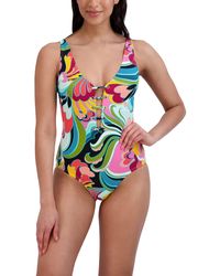 BCBGMAXAZRIA - Standard One Piece Swimsuit Lace Up Grommet Tummy Control Quick Dry Bathing Suit - Lyst