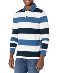 Tommy Hilfiger Mens Big and Tall Long Sleeve Polo Shirt with Rugby Flag 