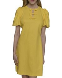 Karl Lagerfeld - Paris Puff Sleeve Bow Detailed A-line Mini Dress - Lyst