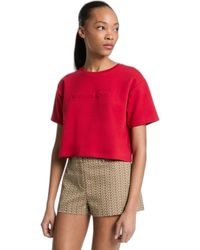 Michael Kors - Mk Embossed Logo Oversized Cropped T-shirt - Lyst