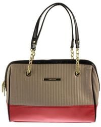 Anne Klein - Change The Channe Duffle Md Top Handle Bag,beige /black Multi,one Size - Lyst