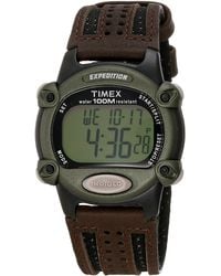 Timex - T48042 Expedition Full-size Digital Cat Brown Nylon/leather Strap Watch - Lyst