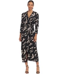 Donna Morgan - Dresses Long Sleeve Midi Wrap Dress - Lyst