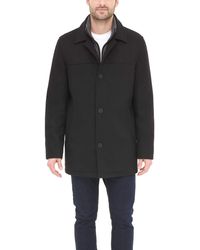 tommy hilfiger men's wool melton walking coat with attached scarf