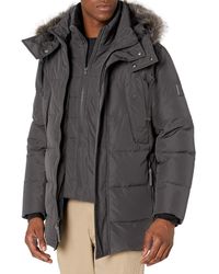 Andrew Marc - Fauxmula Down Bomber With Removable Hood And Faux Fur Collar - Lyst