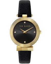 Ted Baker - Bow Ladies Black Lizard Printed Leather Strap Watch - Lyst