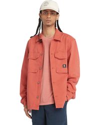 Timberland - Washed-look Overshirt For Men In Red, Man, Red, Size: L - Lyst