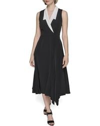 Karl Lagerfeld - Paris Colorblock Silky Crepe Sleeveless Midi Dress - Lyst
