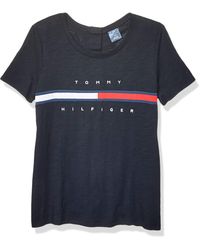 Tommy Hilfiger - Seated T Shirt With Magnetic Buttons Signature Stripe Tee - Lyst