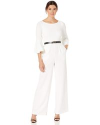 Calvin Klein Three Quarter Bell Sleeve Belted Jumpsuit - White