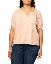Lucky Brand - Lace Inset Peasant Blouse Cameo Rose - Lyst