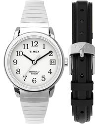 Timex - Tone Case White Dial With Tapered Expansion Band + Black Leather - Lyst