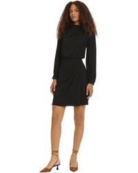 Donna Morgan - High Asymmetric Neck Long Sleeve Mini Dress - Lyst
