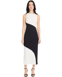 Donna Morgan - Modern Diagonal Design Sleeveless Fitted Midi Sheath With High Neckline-scuba Crepe Elegant Cocktail Evening Dress - Lyst