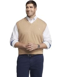 Izod Mens Big and Tall Premium Essentials Solid V-Neck 12 Gauge Sweater Vest