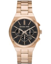 Michael Kors - Lennox Chronograph Beige Gold-tone Stainless Steel Watch - Lyst