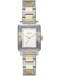 DKNY - City Rivet Three-hand Silver And Gold Two-tone Stainless Steel Bracelet Dress Watch - Lyst
