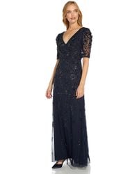 Adrianna Papell - Beaded Surplice Gown - Lyst