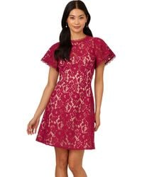 Adrianna Papell - Lace Flounce Short Dress - Lyst