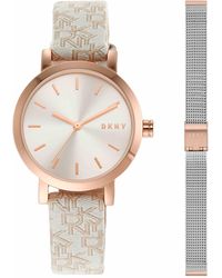 DKNY - Soho Quartz Fabric And Stainless Steel Mesh Dress Watch - Lyst