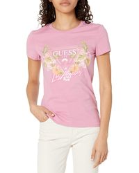 Guess - Short Sleeve Crew Neck Triangle Flowers Tee - Lyst
