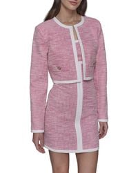 Karl Lagerfeld - Paris Lined Tweed Long Sleeve Cropped Jacket - Lyst