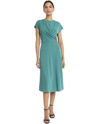 Maggy London - Cap Sleeve Wrap Bodice Midi Elegant A-line Work To Wedding Guest Dress - Lyst