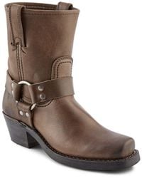 Frye - Harness 8r Boots For Crafted From Washed And Oiled Italian Leather With Stacked Leather Heel And Rubber Outsole With Welt - Lyst