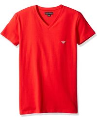 Emporio Armani - Shiny Logo Band V-neck T-shirt - Lyst