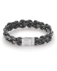 Tommy Hilfiger - Jewelry Magnetic Braided Stainless Steel & Grey Leather Bracelet Color: Grey - Lyst
