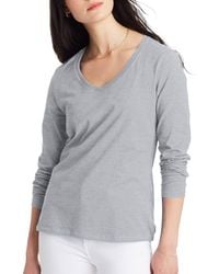 Hanes - V-neck Long Sleeve Tee - Lyst