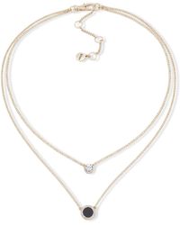 DKNY - Tone Stone & Crystal Layered Pendant Necklace - Sparkling Gold Necklace - Beautiful Jewelry - 16" With 3" - Lyst