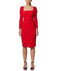 Laundry by Shelli Segal - Long Sleeve Square Neck Knee Length Dress - Lyst