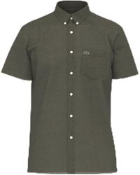 Lacoste - Short Sleeve Regular Fit Linen Casual Button Down Shirt W/front Pocket - Lyst