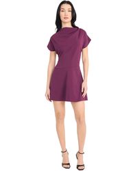 Donna Morgan - Mini A-line Cap Sleeve Round Neck Fitted Waist Structured Shoulder Dress - Lyst
