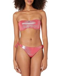 Emporio Armani - Standard Dot Foil Lycra Band And Bow Brazilian Bikini - Lyst