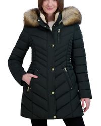 Laundry by Shelli Segal - Puffer Jacket With Fur Strip Hood - Lyst