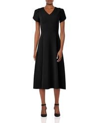 Calvin Klein - Tulip Sleeve A-Line Midi Dress Kleid - Lyst