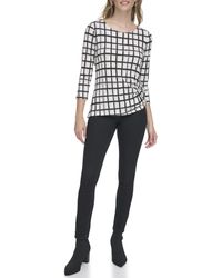 Calvin Klein - Knit 3/4th Sleeve Printed Blouse - Lyst