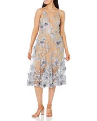 Dress the Population - Audrey Spaghetti Strap Midi A-line 3d Floral Dress Dress - Lyst
