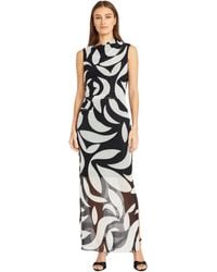Donna Morgan - S Side Pleat Maxi With Gathered Neck And Asymmetric Shoulders - Lyst