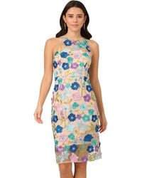 Adrianna Papell - Embroidered Column Midi Dress - Lyst