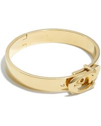 COACH - Enamel Hinge Buckle Bangle Bracelet Gold One Size - Lyst